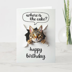 Cartão de Aniversário do Gato Ativo Malhado