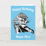 cartão de aniversário do gato de golfe engraçado<br><div class="desc">Cartão de aniversário de golfe.</div>