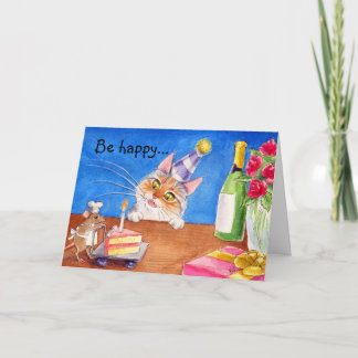 Cartão de aniversário do gato & do rato