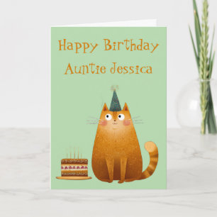 Cartão de Aniversário do Gato Gengibre Caprichoso