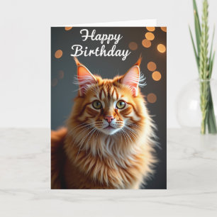 Cartão de Aniversário do Gato Gengibre Doce