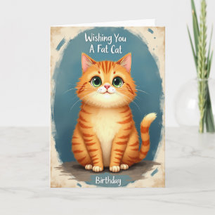 Cartão de Aniversário do Gato Gorducho