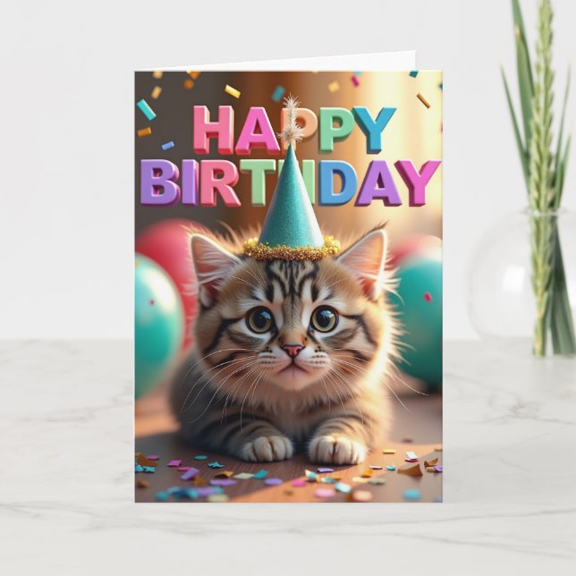 Cartão de Aniversário do Gato Malhado (Frente)