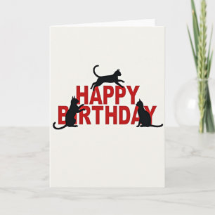 Cartão de Aniversário do Gato Saltitante