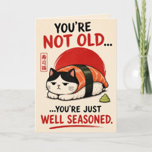 Cartão de Aniversário do Gato Sushi Engraçado – Vo