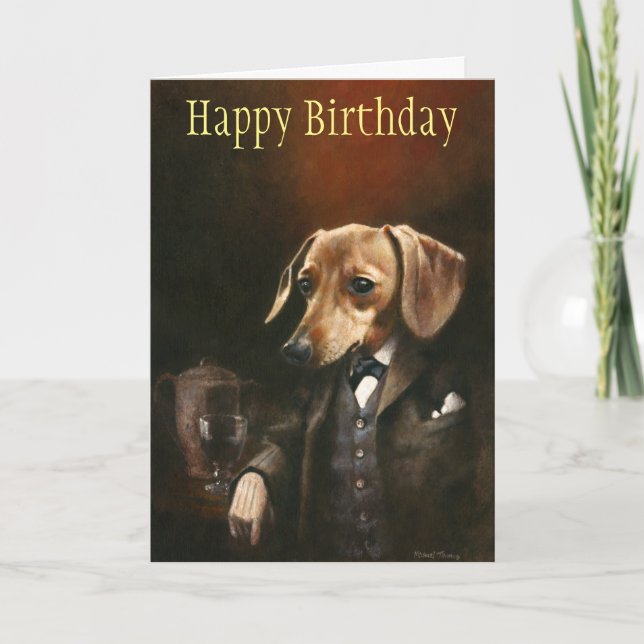 Cartão de Aniversário do Gentleman Dachshund (Frente)