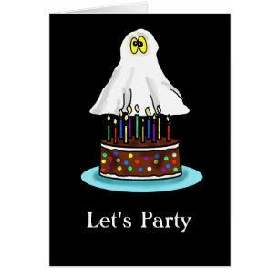 Cartão de Aniversário do Halloween com Fantasma e