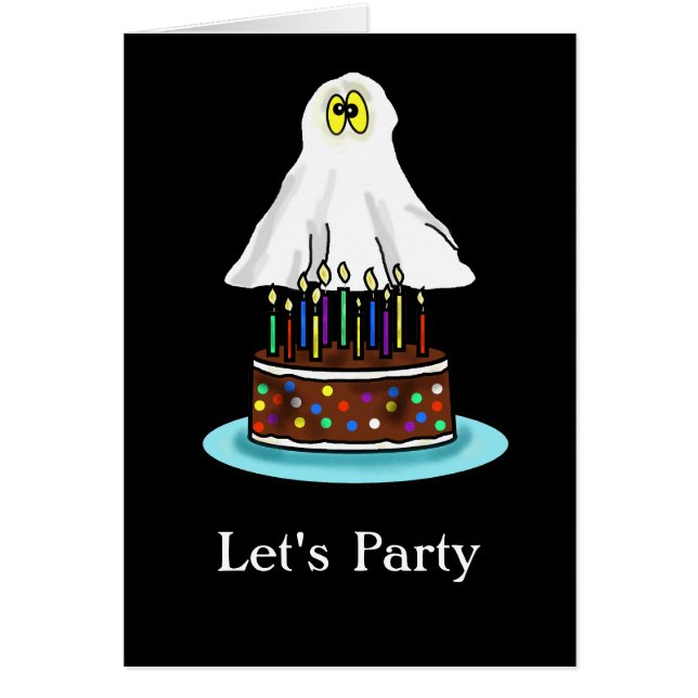 Cartão de Aniversário do Halloween com Fantasma e  (Frente)