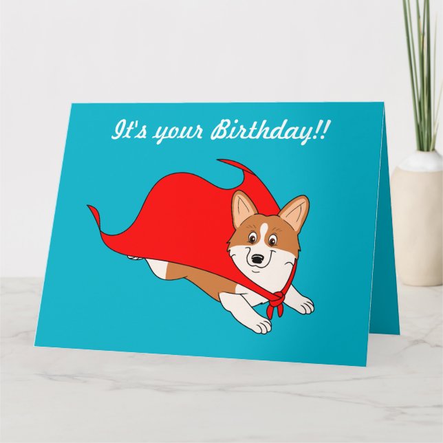 Cartão de Aniversário do Herói Corgi (Frente)