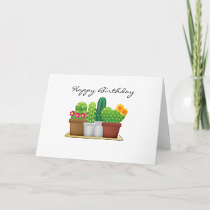Cartão de Aniversário do Jardim de Cactus/Suculent