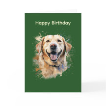 Cartão de Aniversário do Labrador Amarelo Feliz