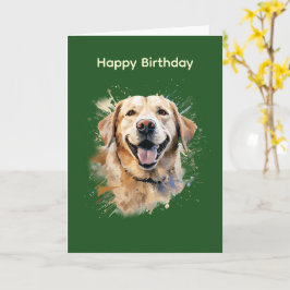 Cartão de Aniversário do Labrador Amarelo Feliz