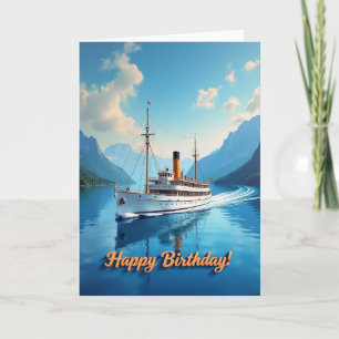 Cartão de Aniversário do Lago de Viagem Navio