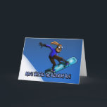 Cartão de Aniversário do legal Rabbit Snowboarder<br><div class="desc">Um jovem coelho mostra suas habilidades de snowboard. Mostrado sobre um fundo azul com neve lateral. Este tema também pode ser encontrado em suprimentos de festa de aniversário para crianças,  convites,  adesivos e muito mais na minha loja. Obrigados para passar!</div>