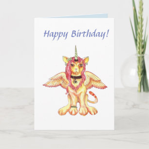Cartão de Aniversário do Lion Cat Unicorn