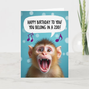 Cartão de Aniversário do Macaco Animado