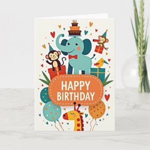 Cartão de Aniversário do Macaco Brincalhão