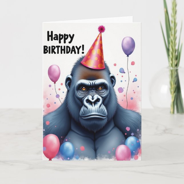 Cartão de Aniversário do Macaco Solene (Frente)