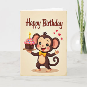 Cartão de Aniversário do Macaco Sorridente