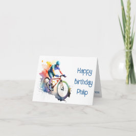 Cartão de Aniversário do marinho, do ciclista roxo