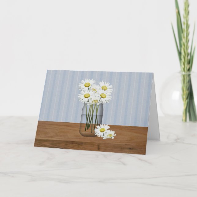 Cartão De Aniversário Do Mason Jar Of Daisies (Frente)