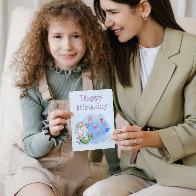 Cartão de Aniversário do Mercat Light Blue cat (Criador carregado)