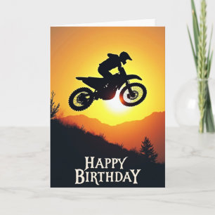 Cartão de Aniversário do Motociclista no Ar