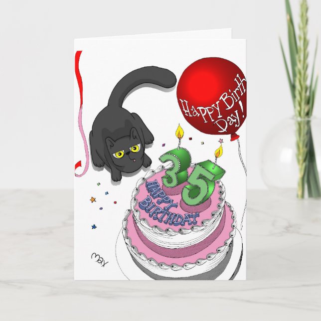 Cartão de aniversário do ônix 35o (Frente)