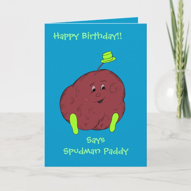 Cartão de aniversário do Paddy Spudman (Frente)
