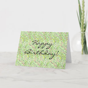 Cartão de Aniversário do Padrão Floral Verde Vinta