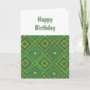 Cartão de Aniversário do Padrão Verde da Avó Quadr