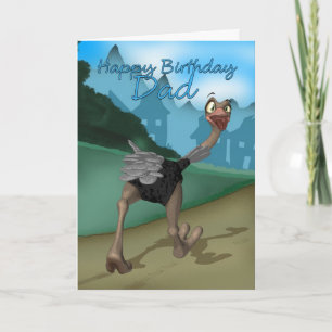 Cartão de Aniversário do pai - Ostrich da Caricatu