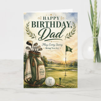 Cartão de Aniversário do Papai de Golfe com Fairwa