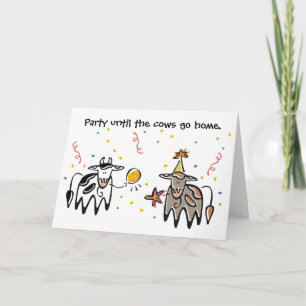 Cartão de Aniversário do Partido da Vaca