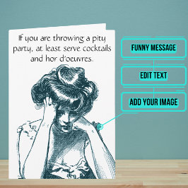 Cartão de Aniversário do Partido de Pena Vintage