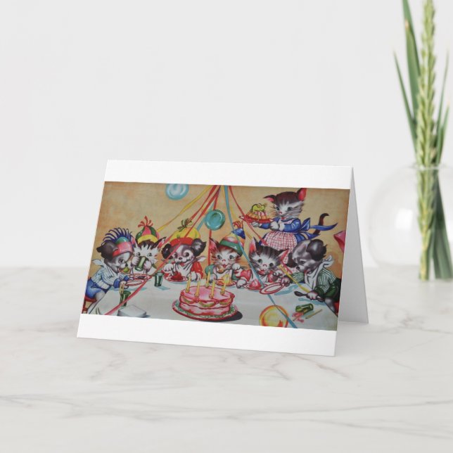 Cartão de aniversário do partido do gato e do cão (Frente)