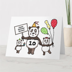 Cartão de Aniversário do Partido Panda Personaliza