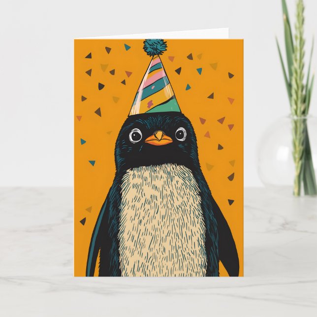 Cartão de Aniversário do Partido Pinguim (Frente)