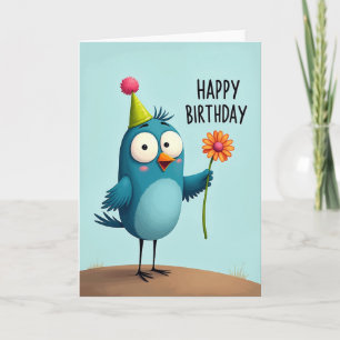 Cartão de Aniversário do Passarinho Azul Caprichos