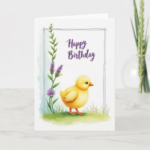 Cartão de Aniversário do Pássaro Amarelo Alegre