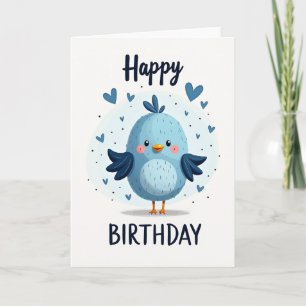 Cartão de Aniversário do Pássaro Azul