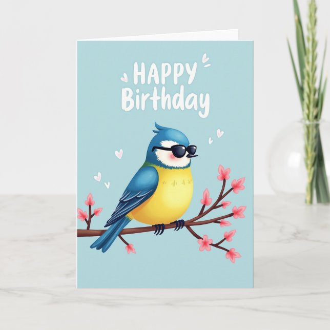 Cartão de Aniversário do Pássaro Azul (Frente)