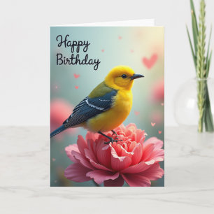 Cartão de Aniversário do Pássaro Dourado