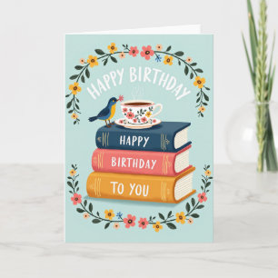 Cartão de Aniversário do Pássaro Literário