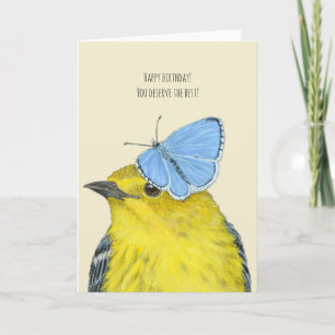 cartão de aniversário do pássaro mariquita-america