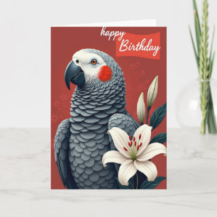 Cartão de Aniversário do Pássaro Vermelho