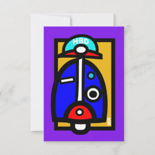 Cartão de Aniversário do Patinete de Mod