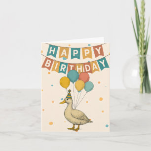 Cartão de Aniversário do Pato - Animal Whimsical c