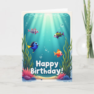 Cartão de Aniversário do Peixe Aqua