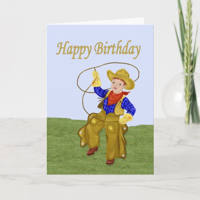 Cartão de Aniversário do Pequeno Cowboy (Frente)